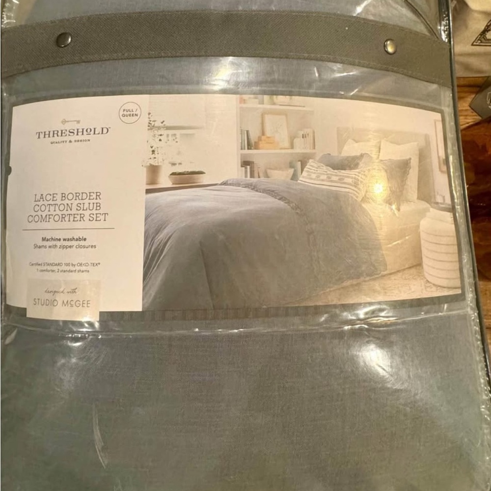 NewFull/Queen Lace Border Cotton Comforter & Sham Set-Threshold w/Studio McGee - Picture 7 of 10